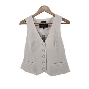 J.Crew Italian Wool Herringbone Waistcoat Vest 8 NWT Beige Corporate Core Luxe